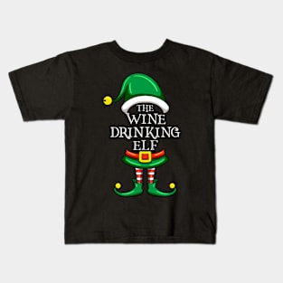 The Wine Drinking Elf Matching Family Christmas Pajama Kids T-Shirt